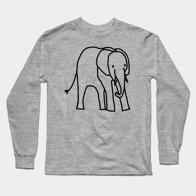 Little Elephant Outline Long Sleeve T-Shirt by ellenhenryart